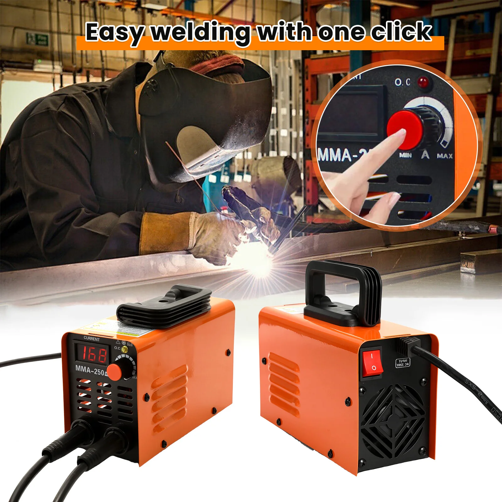 Soudeuse à arc portable MMA-250, 4 kW, prise EU 220 V, machine à souder compacte réglable avec coffret de rangement pour outils