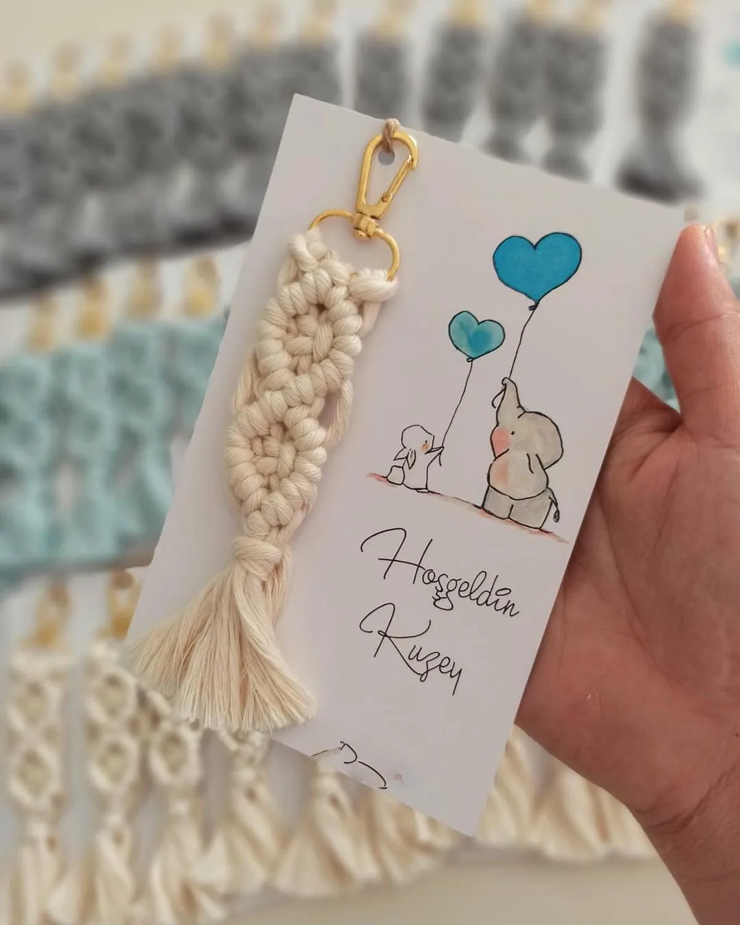 Macrame Keychain 50 PCs Engagement Wedding Birthday Henna Night Event Invitation Bachelorette Baby Shower Baptism Gift