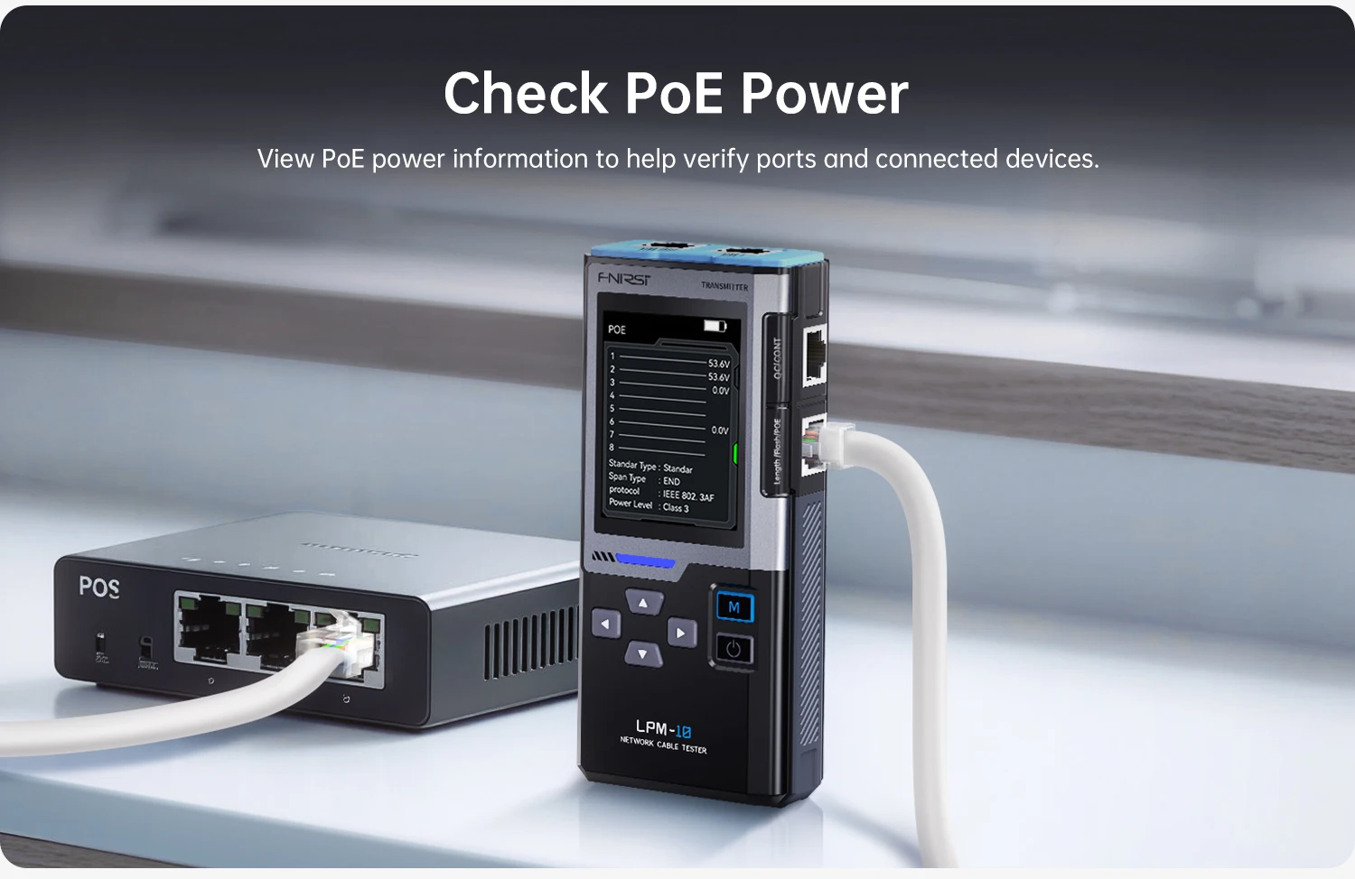 FNIRSI LPM-10C Netzwerkkabeltester RJ45 RJ11 PING IP-Scanner mit Ethernet PoE-Detektor LAN-Kabel-Fehlerfinder-Testgerät – Detail 14