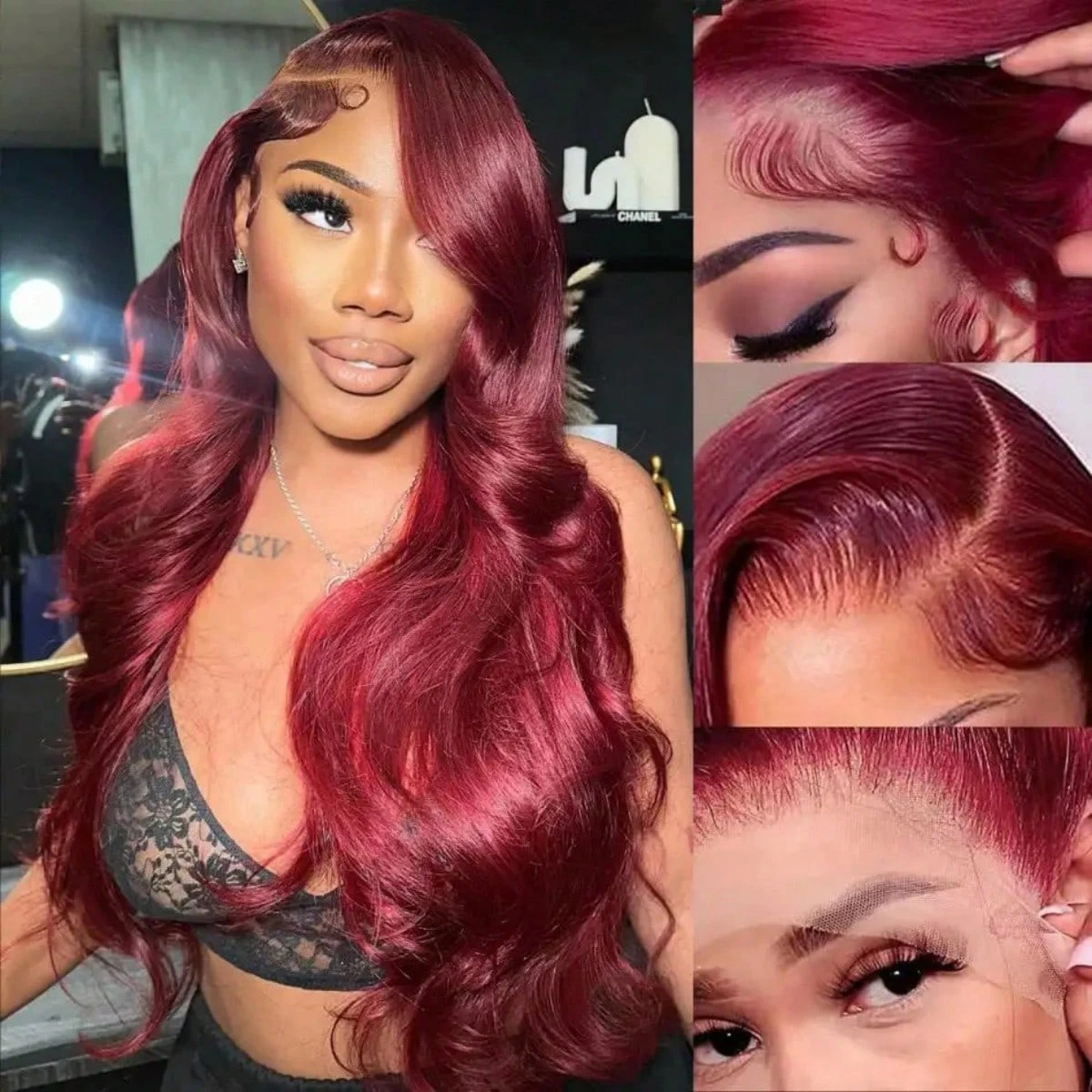 250% Burgundy 13x6 Hd Lace Frontal Wig 99J Human Hair Wig Body Wave Lace Front Human Hair Wigs 30 40 Inch Brazilian Colored Red Wig image 2