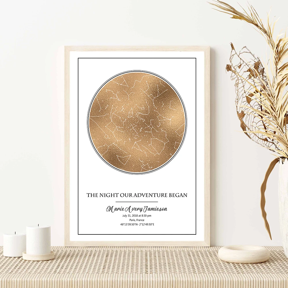 Personalized Star Map Poster Birth Marriage Gift Custom Art Print Canvas Painting Night Sky Wall Picture Bedroom Home Decor