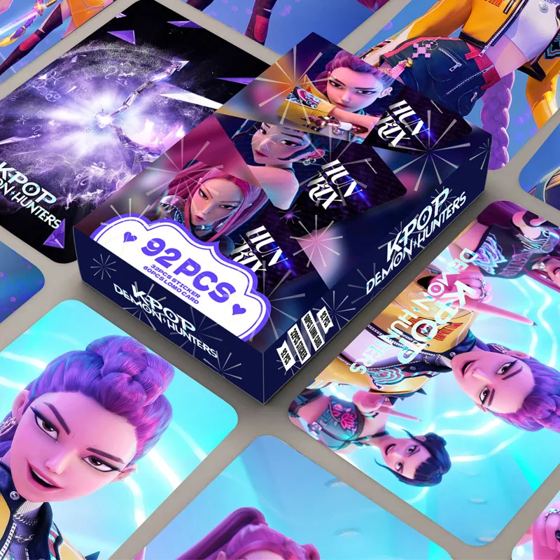92 stks K-POP Demon Hunters HUNTR/X Girl Group LOMO-kaarten - Dubbelzijdige HD-fotocollectie, Anime Trading Game Collectibles, Fan