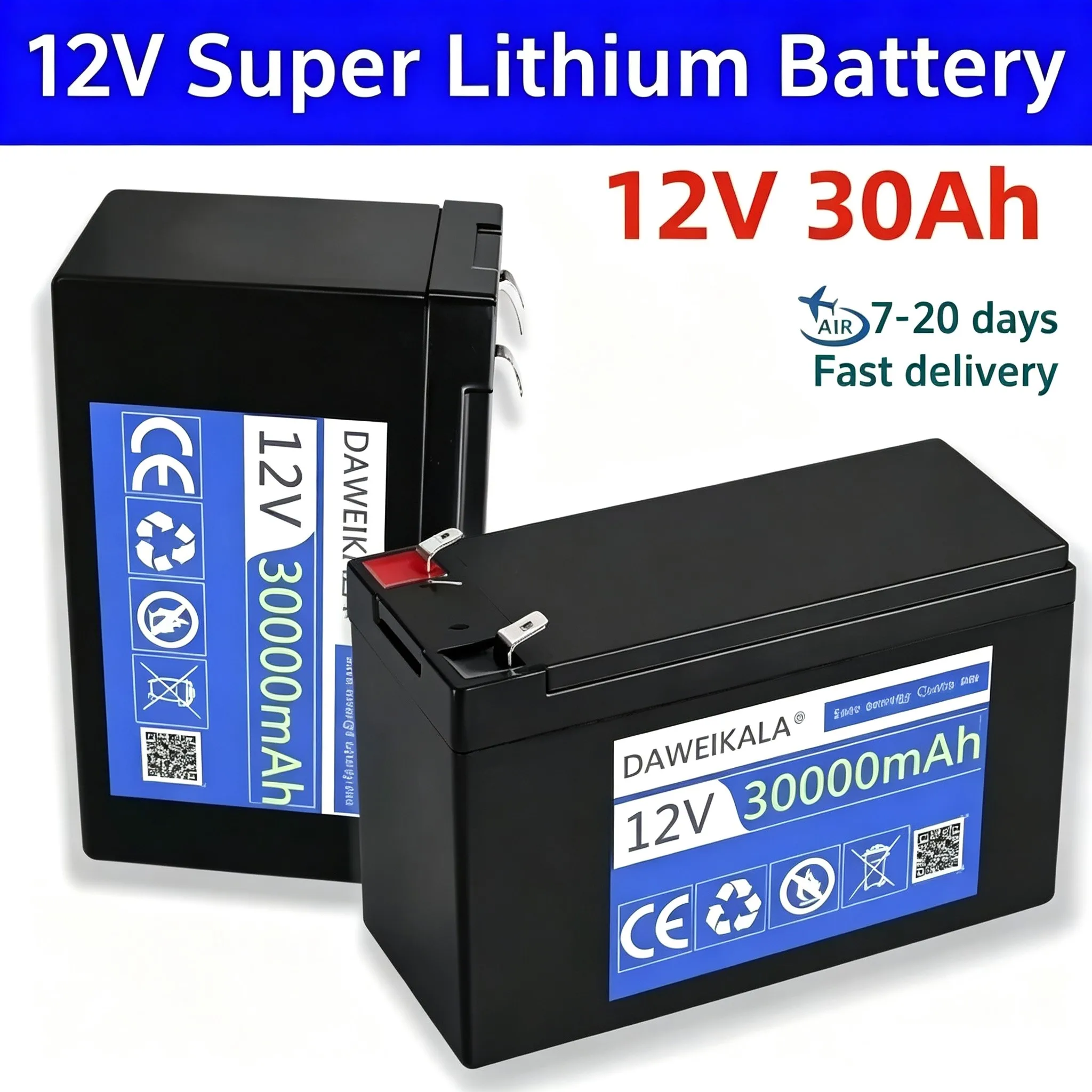 12V 30Ah 18650 Lithium-Akkupack mit 30A BMS 3A Ladegerät Hochstrom für Sprühgerät Kinderspielzeugauto Globaler Lufttransport