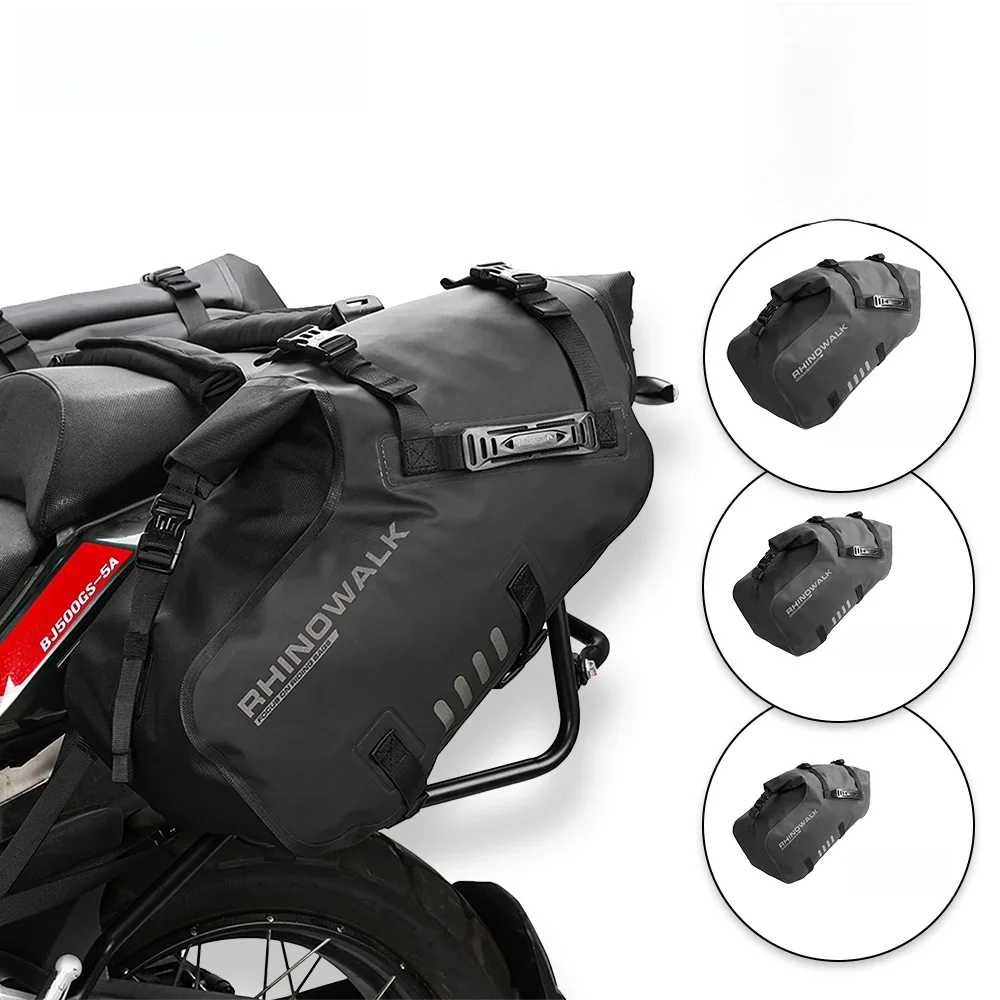 Rhinowalk 2 szt. Torba motocyklowa 100% wodoodporna 18L/28L/48L uniwersalne dopasowanie sakwa motocyklowa torby podsiodłowe boczne przechowywanie bagażu — zdjęcie 2