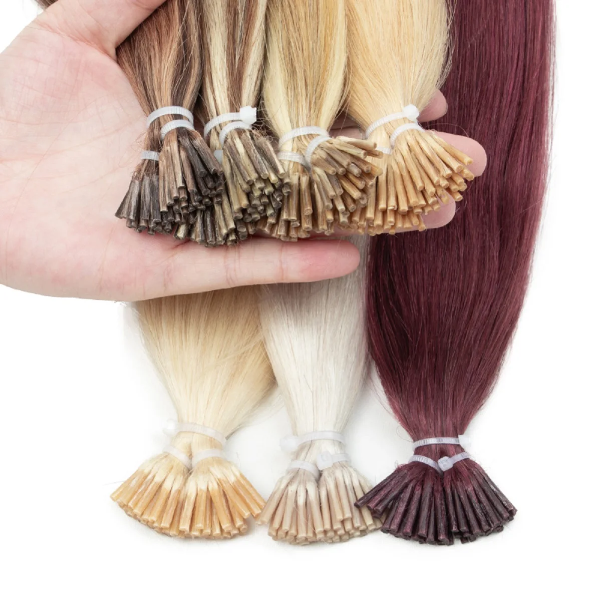MRS HAIR I Tip Hair Extensions Real Human Hair Pre Bonded Micro Beads Hair Capsules Microlink Capsules Hair 12-24inch 30G