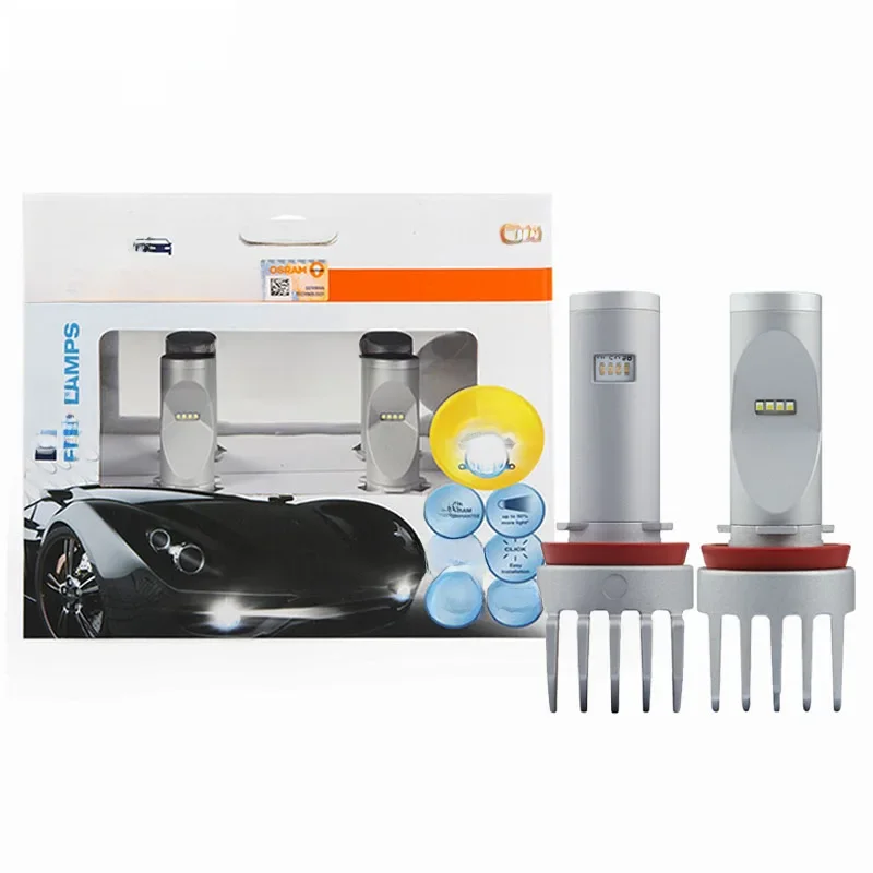 OSRAM H8 H11 H16 LED Fog Lamps PGJ19 6000K White & Blue HYBRID Color Light +50% Bright Car LED Bulbs Glare Free 65219CW, Pair