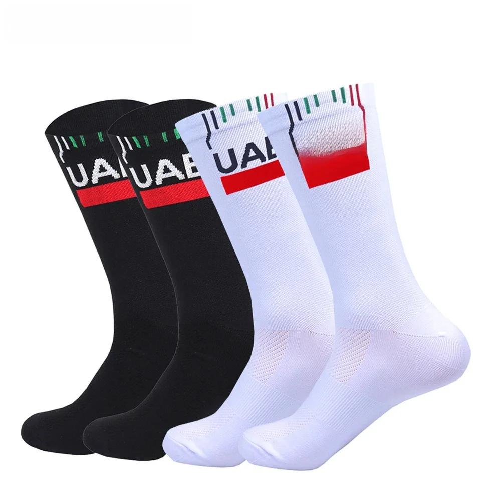 AliExpress 2 Pairs 2025 New Cycling Socks Men Women UAE Team Breathable Quick Dry Outdoor Football Running Socks