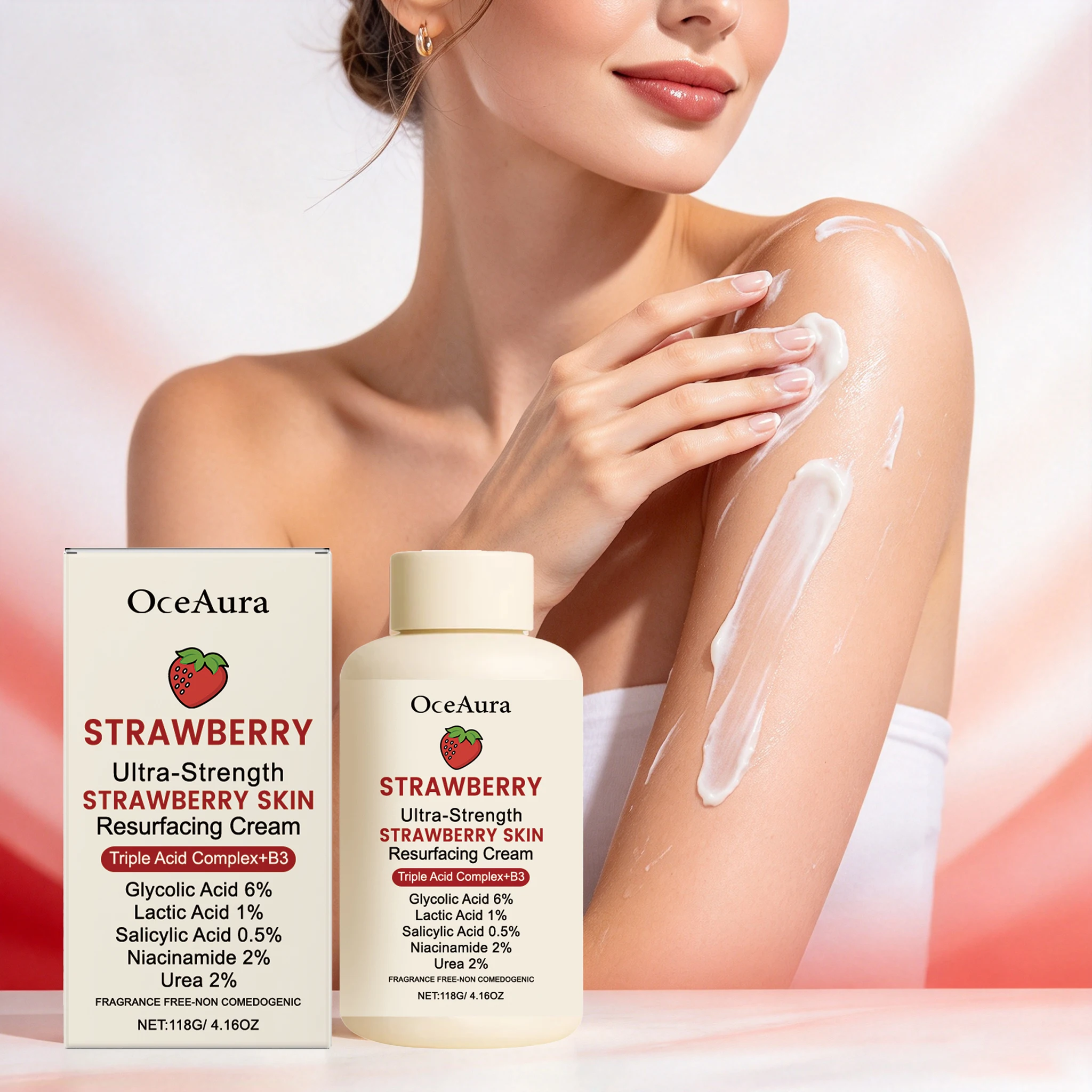 118G Strawberry Body Cream Moisturizing Nourishing Pores Improve Skin Texture Smoothing Strengthen Skin Barrier Refreshing Non-sticky Body Lotion
