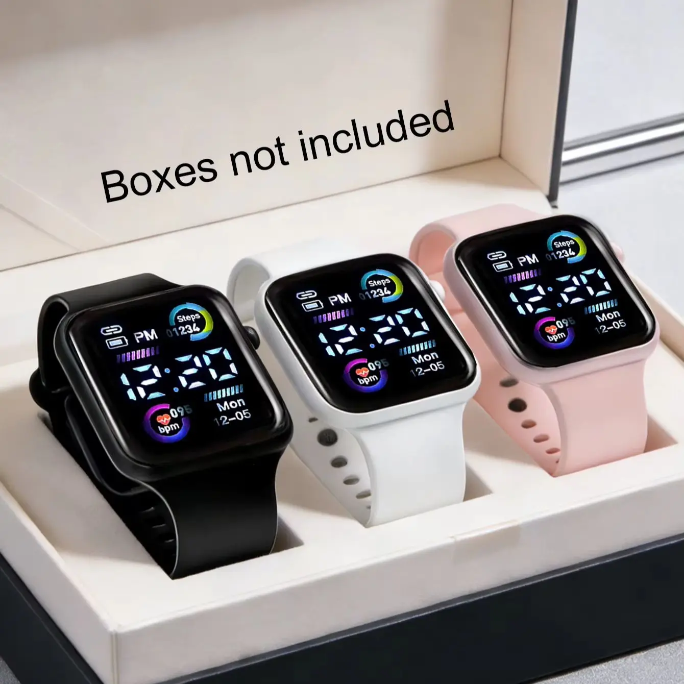 3-Piece Set of Children's Electronic Watches with Led Time Display, No Smart Functions, Exquisite Birthday Gift, Delicate and Cute, for Girls/Boys
