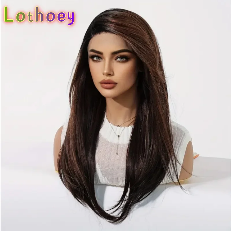 باروكة أمامية طويلة مستقيمة من الدانتيل، منطقة من الدانتيل، باروكات شعر بشري حقيقي تسليط الضوء على أسلوب أساسيات ناعمة للاستخدام اليومي للحفلات التنكرية