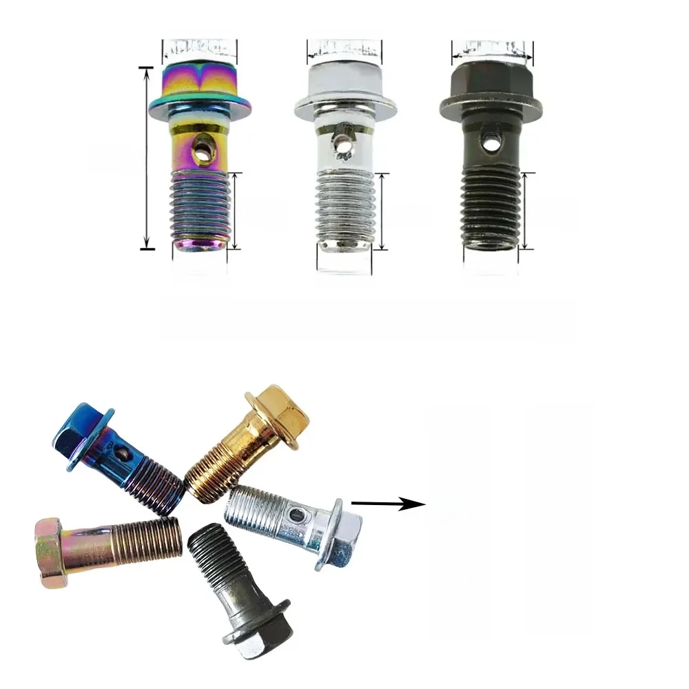 M10x1.0 lub M10x1.25 śruba Banjo twarde żelazne okucia Banjo motocyklowe wkręty Banjo zacisk hamulcowy Cylinder główny przewód hamulcowy śruby — zdjęcie 2