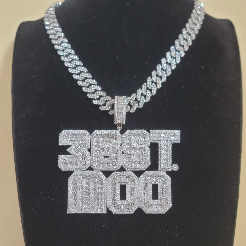 Custom Square Baguettecz Name Pendant Personalized Number Or Letter Necklace Chain For Him Her Birthday Gifts Hip Hop Jewelry