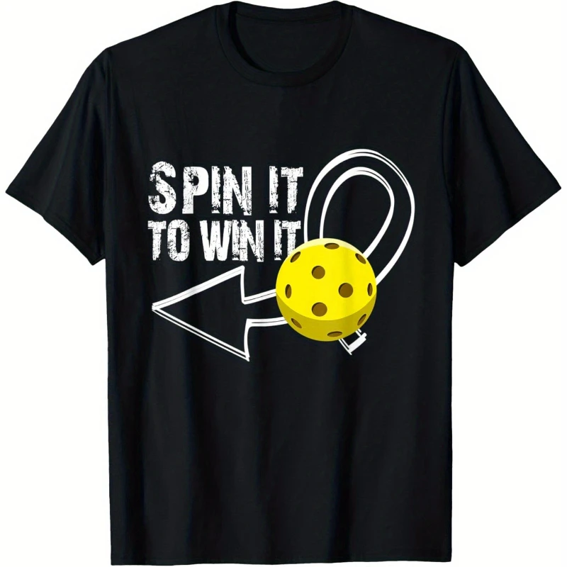 

Men Graphic T-shirt Spin It to Win It Pickleball T-Shirt Fun Kimchi Dill Design Perfect Gift for Pickleball Enthusiasts Breathab