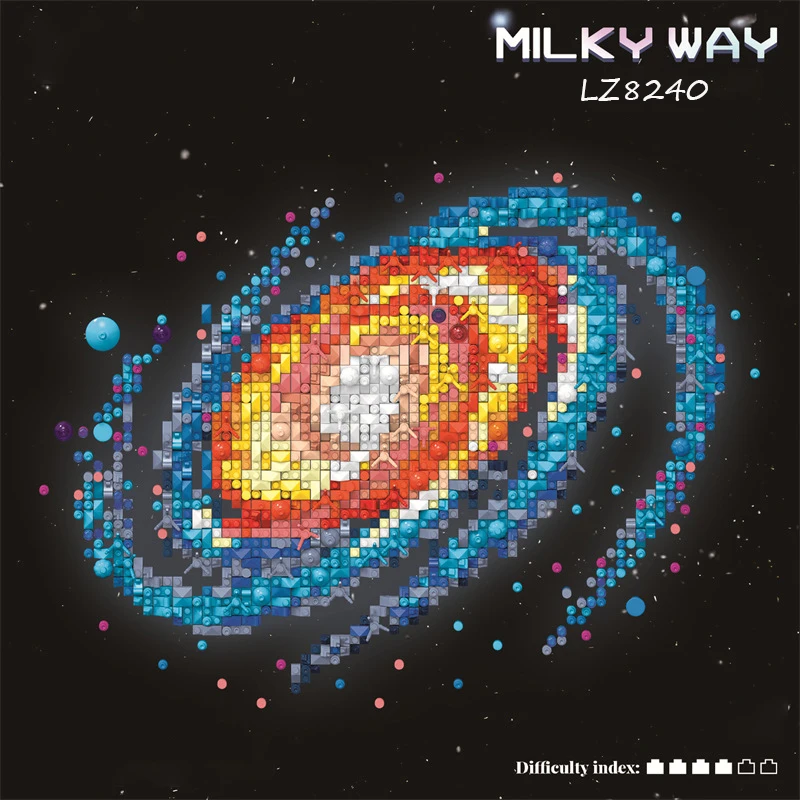 MOC 3D Pixel Art Milky Way Galaxy ภาพวาด Micro Mural Building Blocks Home Wall ตกแต่งมินิอิฐของเล่นเด็กผู้ใหญ่ของขวัญ