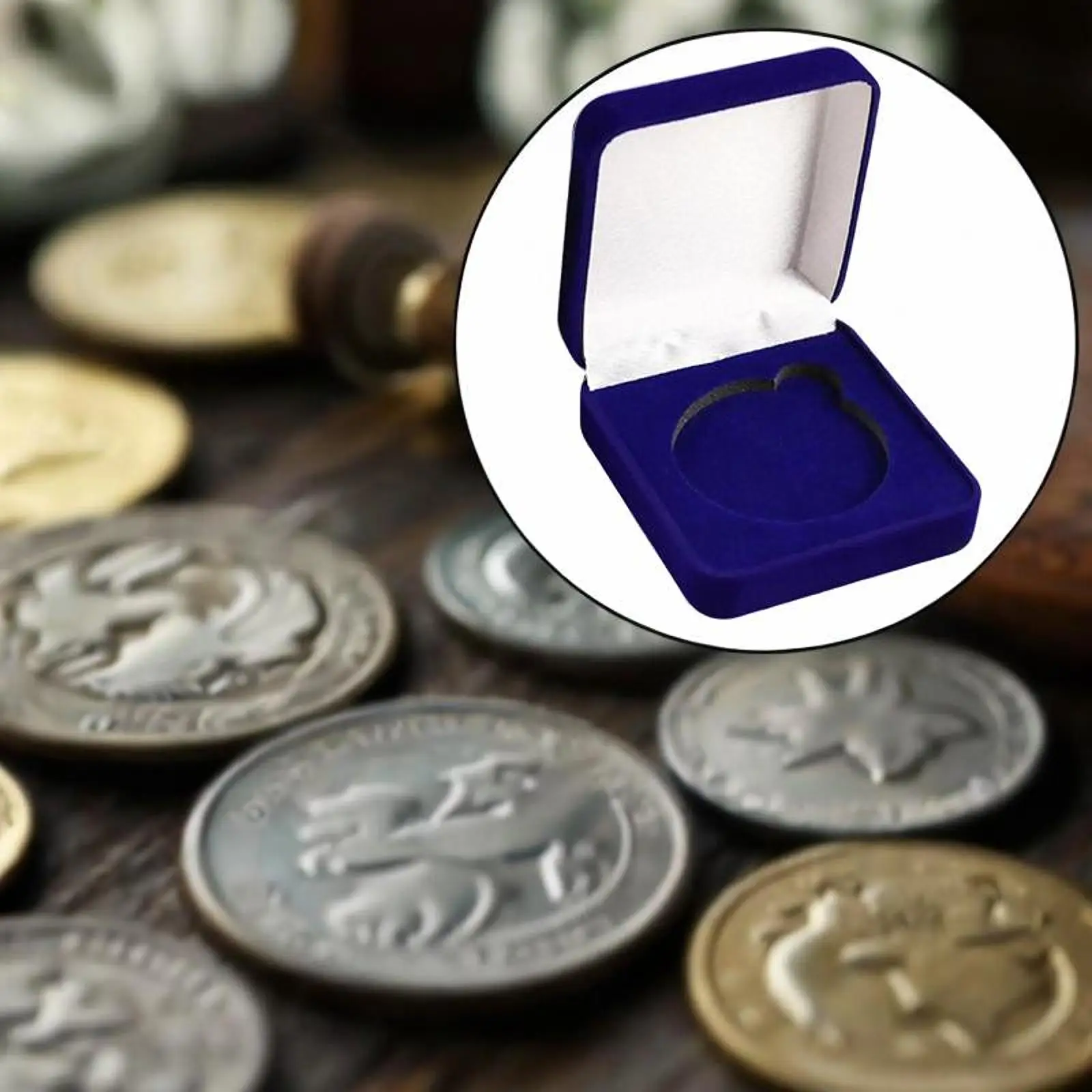 Coin Presentation Display Box Storage Case for Exhibitions Souvenir Insignia Velvet Coin Presentation Display Box Holder