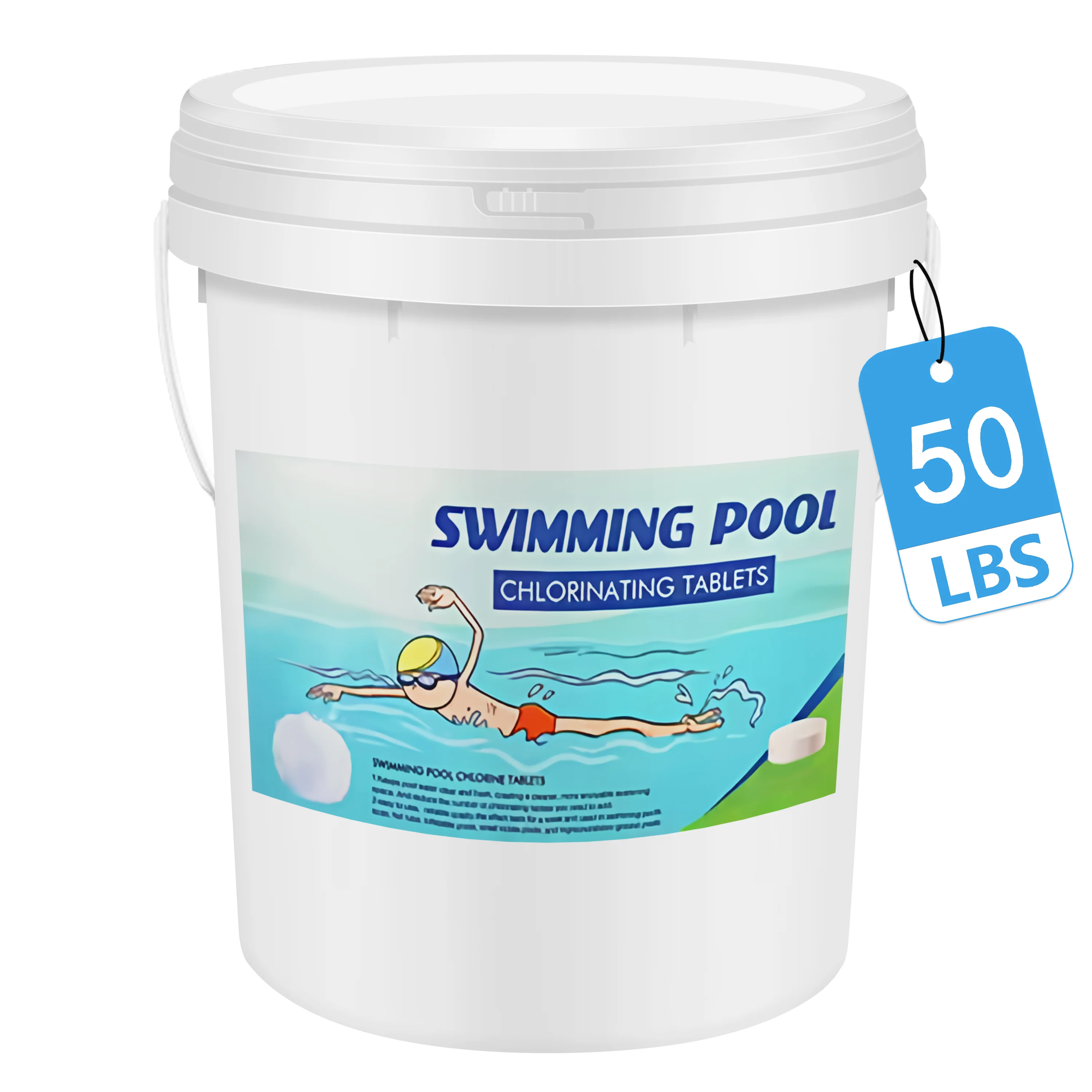 Tabletas de cloro de 3 pulgadas y 50 libras para piscinas, purificador de agua para piscinas, compresas de cloro estabilizadas