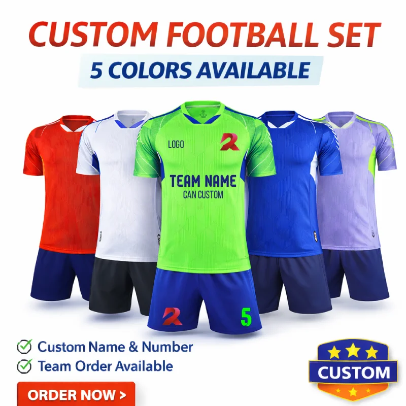 Personalized Football Jersey Set Custom Soccer Uniform 2 Pcs Team Training Kit Name Number Print Men Boys Sports Tracksuit
