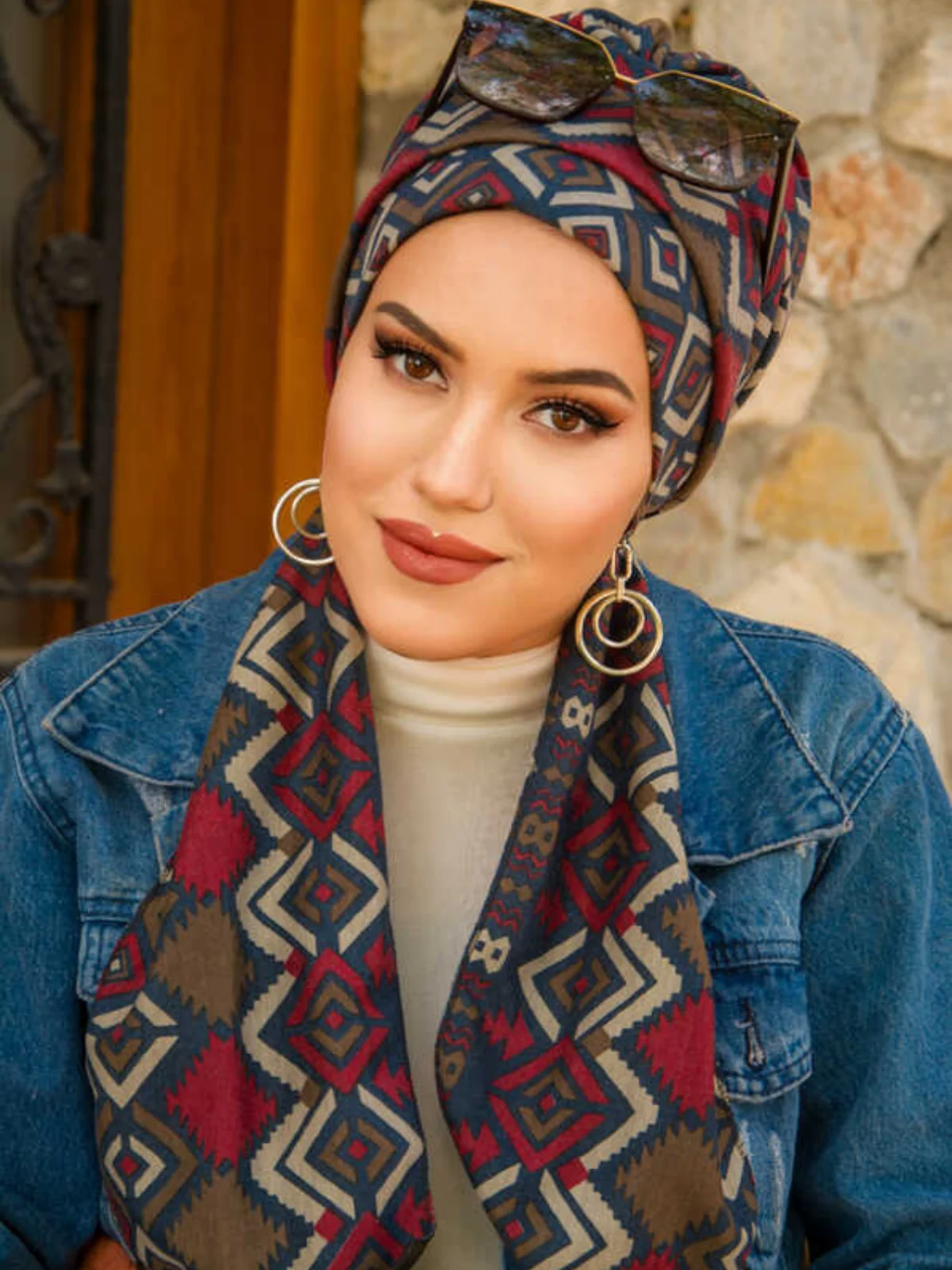 Patterned Scarf Bonnet, Turban Hijab Muslim Fashion Casual Bonnet Woman Indispensable for Modern and Stylish Women