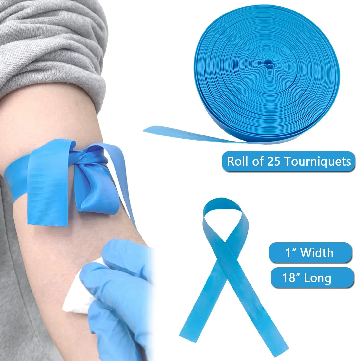 25pcs/box 2.5x45cm TPE Tourniquets Disposable Tourniquets for Outdoor Family Emergency Survival