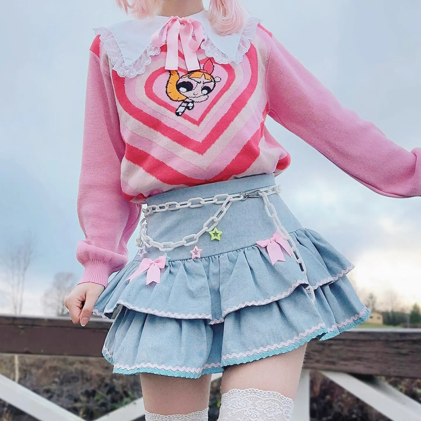 INSMIRCOGIRL Hot Girl Cute Y2K Fashion Miniskirt 2022 Summer New Double Cake Tutu Skirt High Waist Patch Denim Mini Skirt