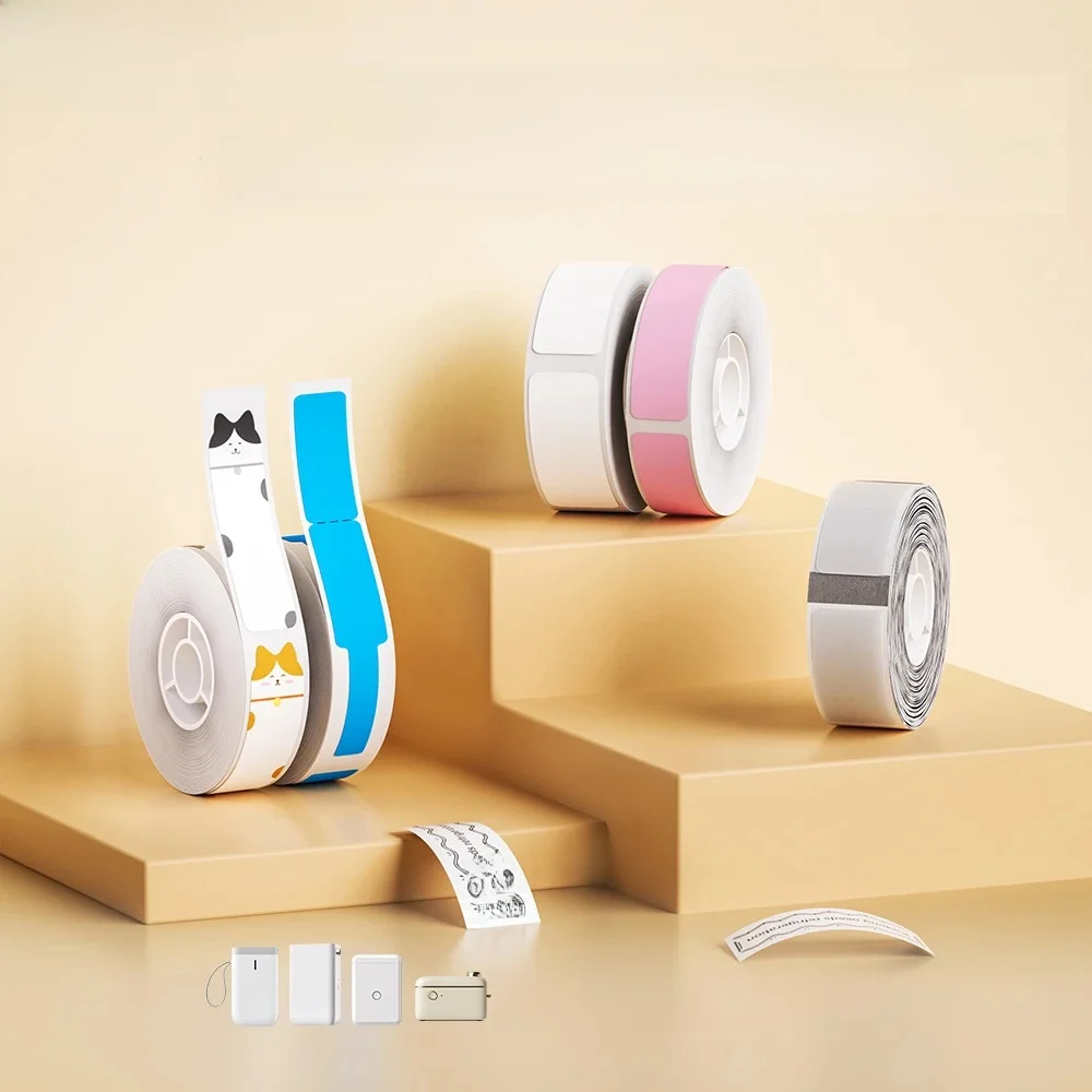 Niimbot D11 D110 D101 H1S naklejki etykiety przezroczysty kolor etykieta z etykietą na kabel papier termiczny do biura kuchennego — zdjęcie produktu 7