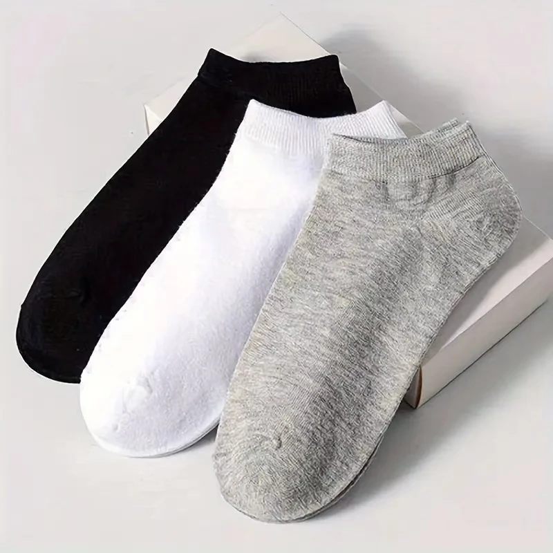 20 paires de chaussettes de sport classiques noires, blanches et grises de couleur unie, douces et respirantes, un incontournable pour un usage quotidien décontracté