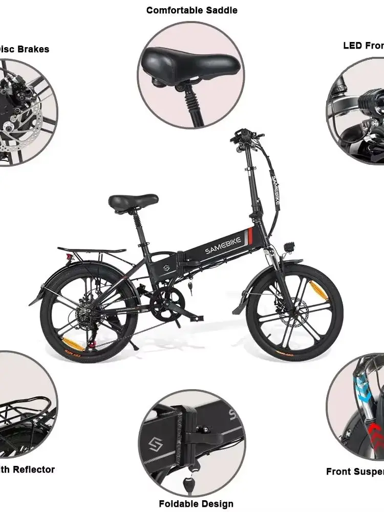 AliExpress SAMEBIKE Electric Bicycle 20LVXD30-II 350W Motor 48V10.4AH Battery City Convenient E-Bike 20 In 1.95 Tire Folding Electric Bike