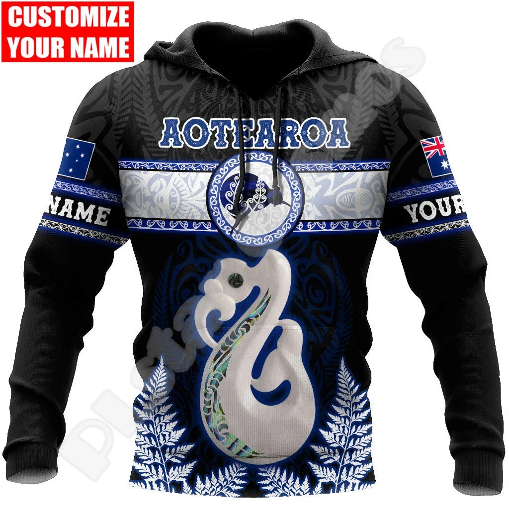 

Custom Name Country Flag New Zealand Aotearoa Maori Tattoo Retro Long Sleeves 3DPrint Pullover Harajuku Casual Jacket Hoodies XQ