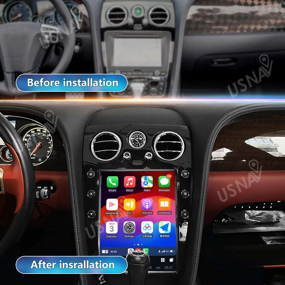 USNAV Latest Tesla Android 11 Head Unit 12.1 Inch Car Radio For Bentley Continental 2003-2019 GPS Navigation DVD Stereo Player