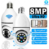8MP E27 Bulb Surveillance Camera Wifi IP PTZ CCTV Camera 10X Zoom Color Night Vision Human Tracking Security Baby Monitor Cam