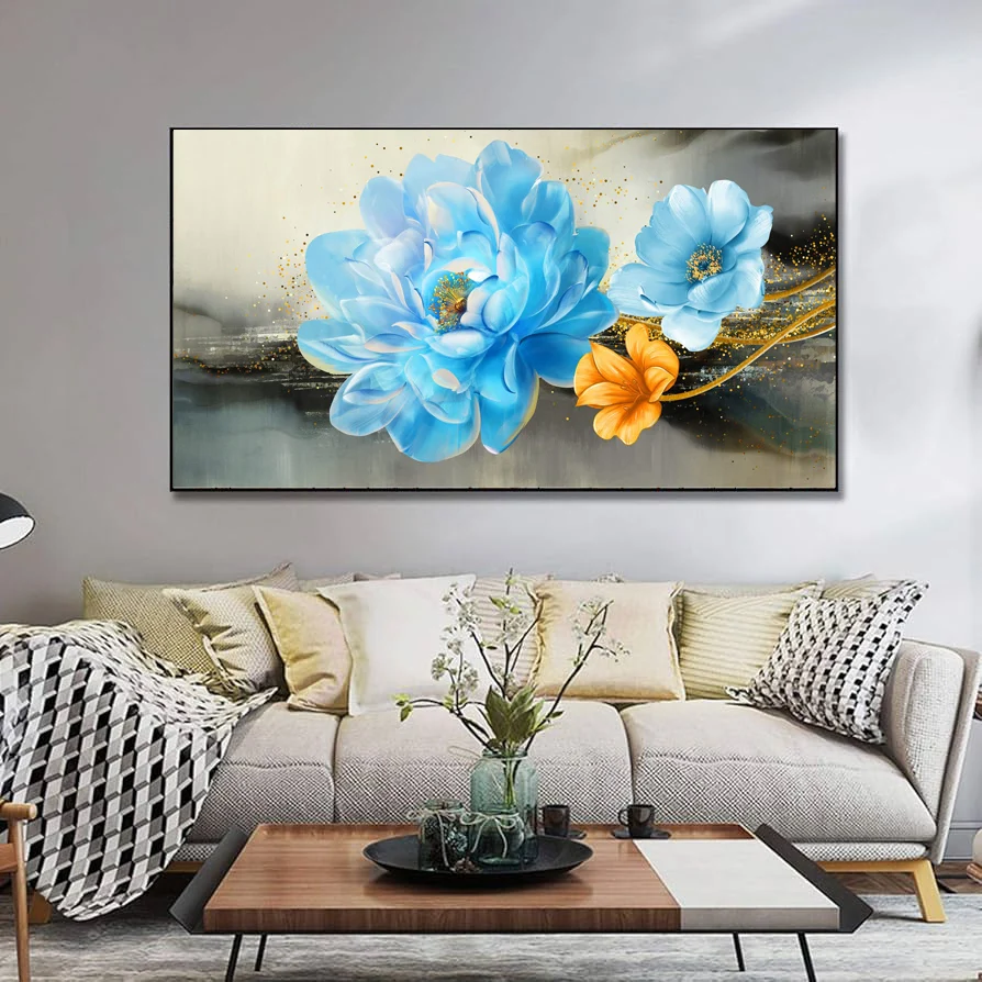 

1 pc Canvas Poster, Blue flowers with abstract background Home Decor Canvas Painting
