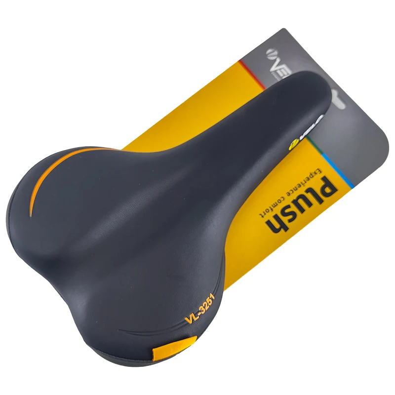 VELO Original VL-3251 Comfort Soft Pu Leather Bicycle Saddle for Road MTB Bicycle Long Ride City Commute Cushion Cycling Parts
