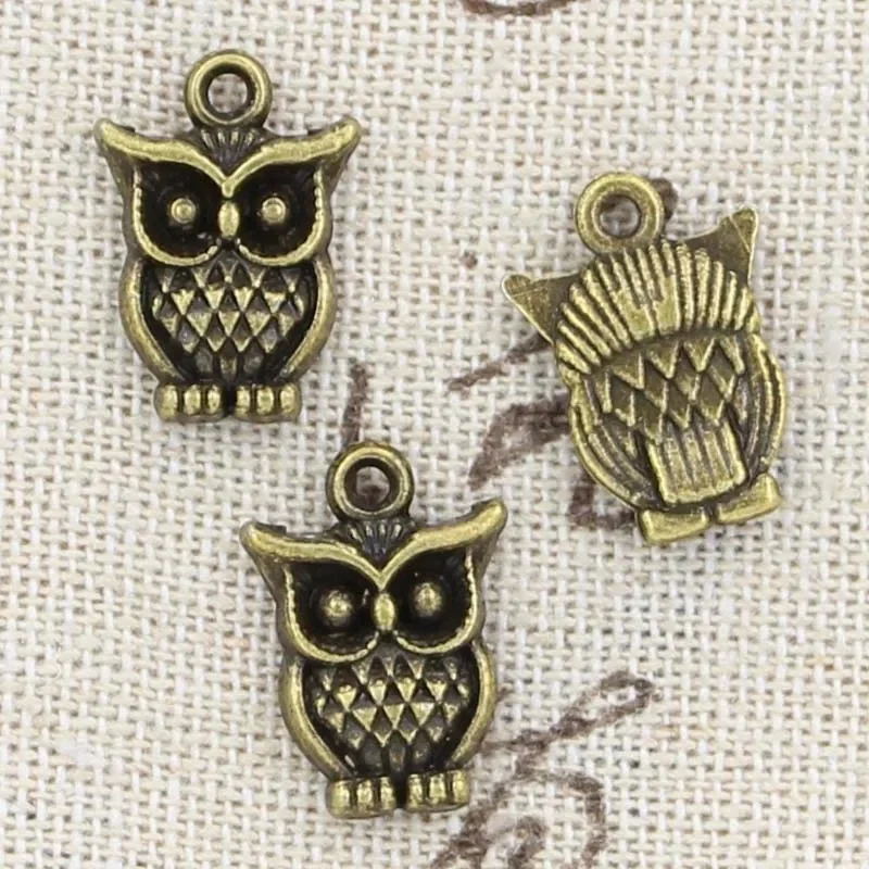 15 sztuk Charms sowa 16x12mm Antique Making wisiorek fit, w stylu Vintage tybetański brąz srebrny kolor, ręcznie robiona biżuteria DIY — zdjęcie 2