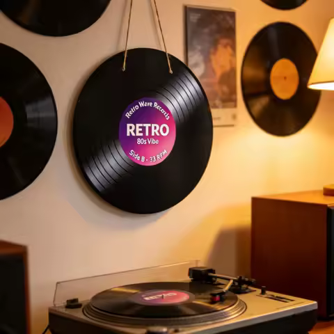 30cm Vintage Vinyl Record Wall Decor Wooden Retro Music Hanging Sign for Bar Cafe Music Room Ma... product image