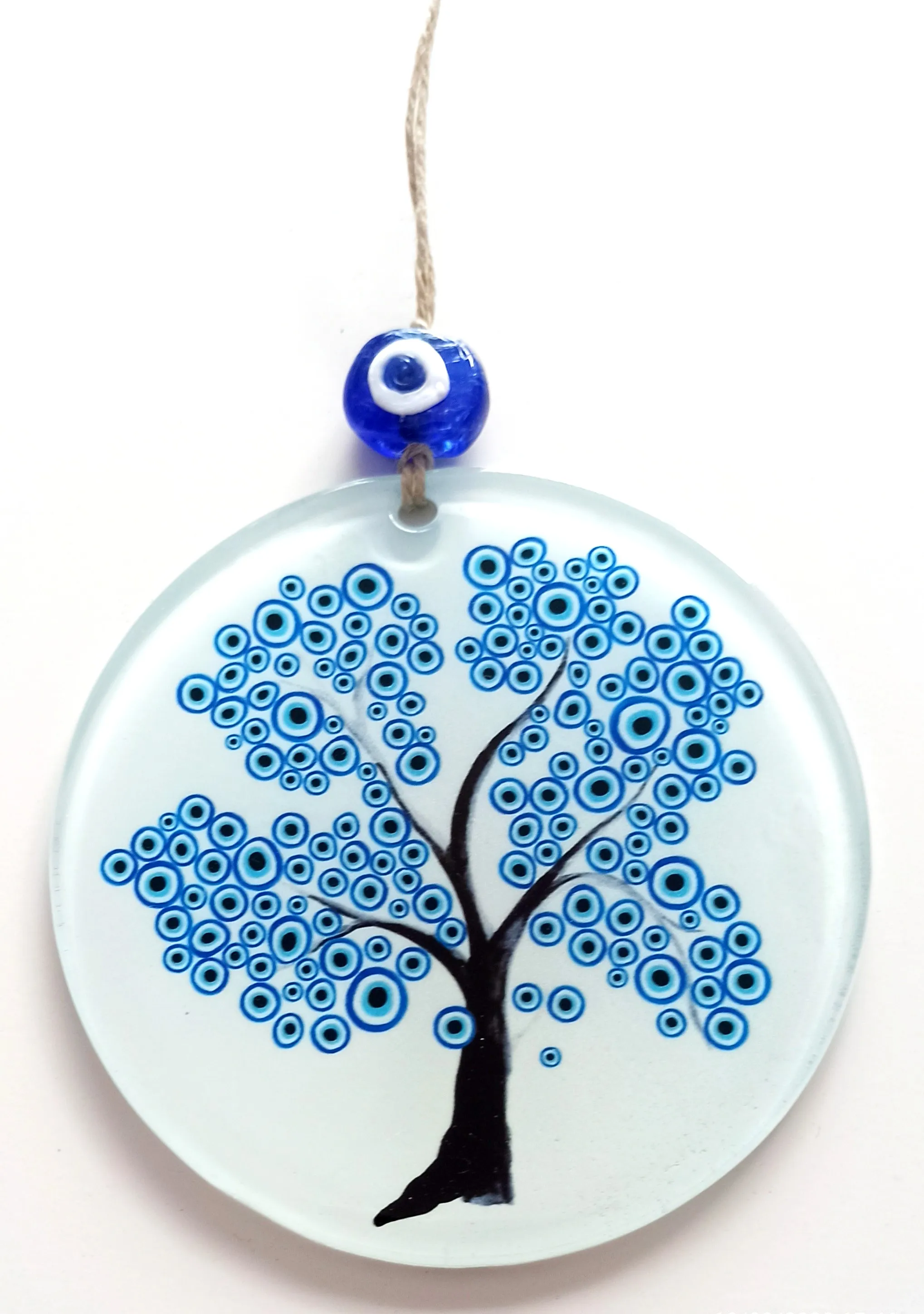 Evil Eye Tree Fusion Glass Evil Eye Beads Wall Decor