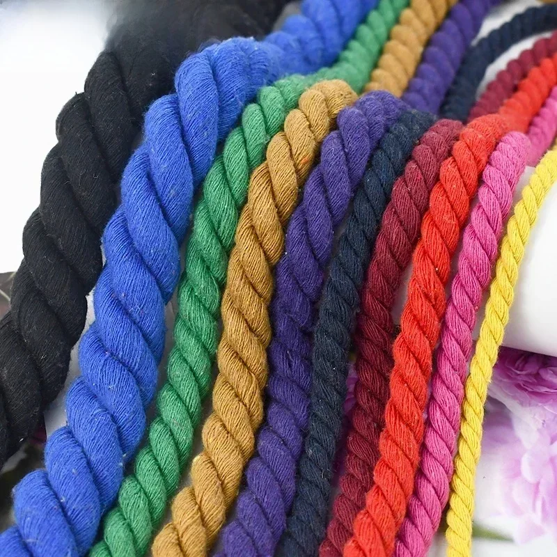 5 Meter 5–20 mm farbiges Baumwollseil, 3 Anteile, gedrehte Kordel, DIY-Dekoration, Makramee-Seile für Tasche, geflochtene Schnüre, Nähzubehör