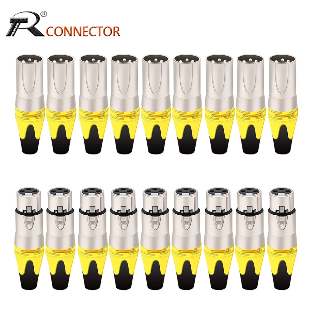 20pcs/10sets Colorful 3Pin XLR Female Jack Male Plug 3Pole XLR Socket Audio Microphone Cable Wire Connectors Power Adapter