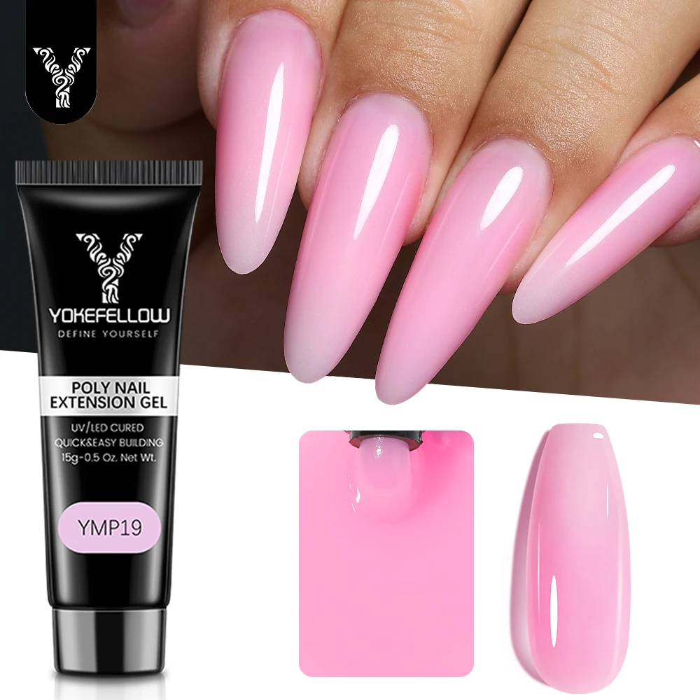 

YOKEFELLOW Jelly Pink 15g Poly Nail Gel for Nail Extension Gel UV Acrylic Gel Crystal Gel Varnish Nail Art Builder Gel DIY