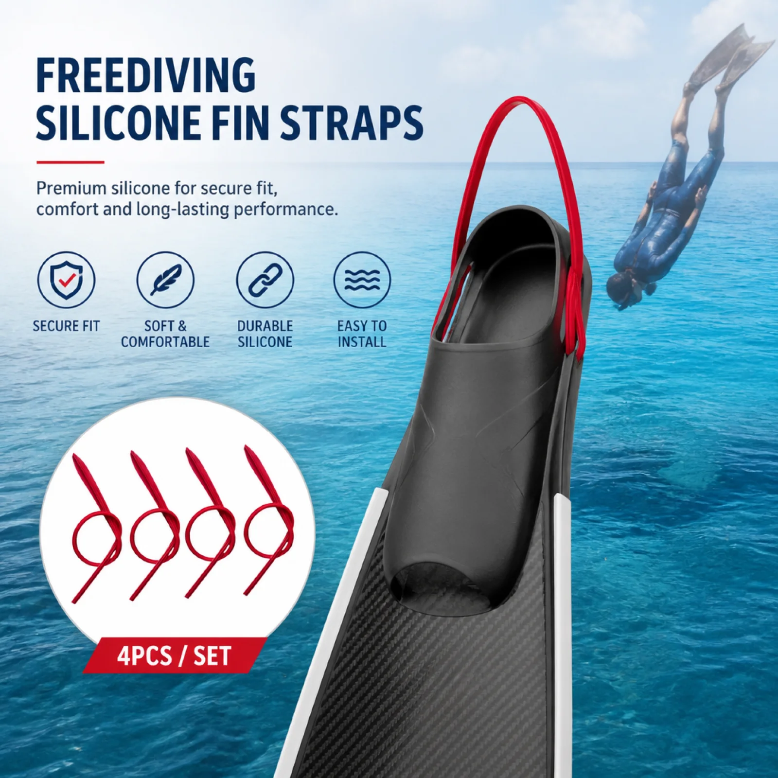 Fin Diving Blade - 4 Pcs/Set Swimming Flippers Edge Silicone
