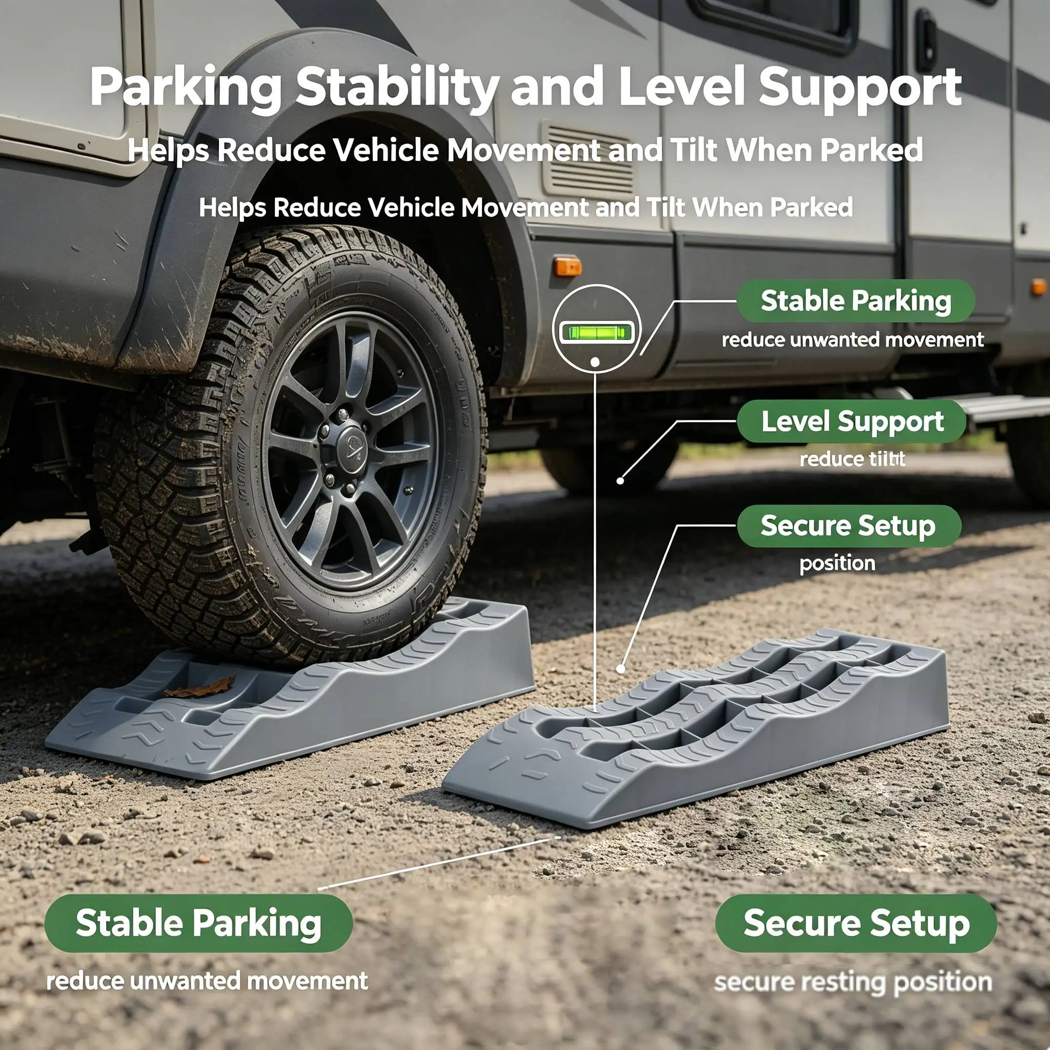 2Pcs RV Leveling Ramps RV Wheel Chocks 3 Stage Campers Leveling Blocks Lightweight Curb Ramps Heavy Duty Threshold Ramp
