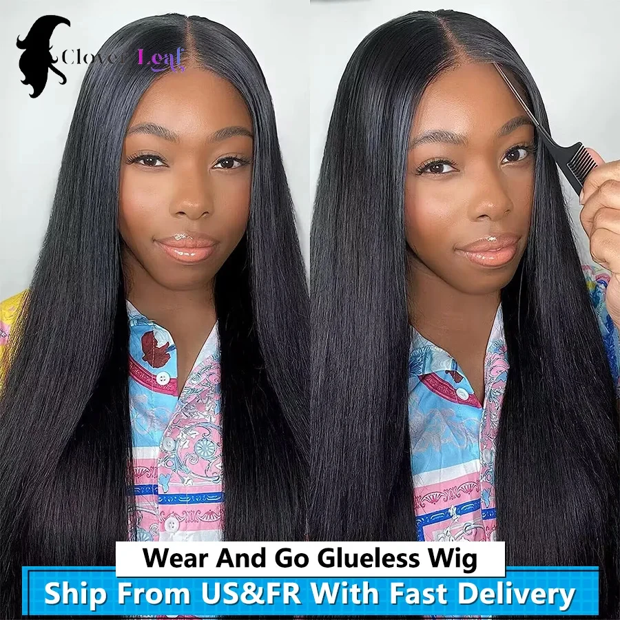 

26 Inches Glueless Wigs Human Hair 4X4 Straight Lace Closure Wig Brazilian Glueless Wig Human Hair Ready To Wear For Black Women