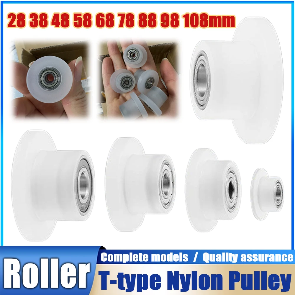 1pc Nylon Fixed Pulley PP Polypropylene Bearing Roller Silent Wear-resistant T-shaped Unilateral Track Wheel Guide Pulley