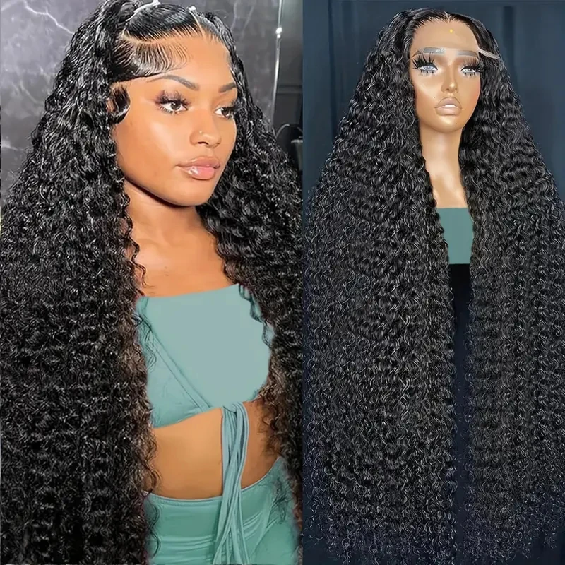 13x4 Lace Deep Wave Lace Front Wigs 30 Inch Human Hair Pre Plucked 180 Density Deep Wave Frontal Wig Human Hair Deep Curly Wigs