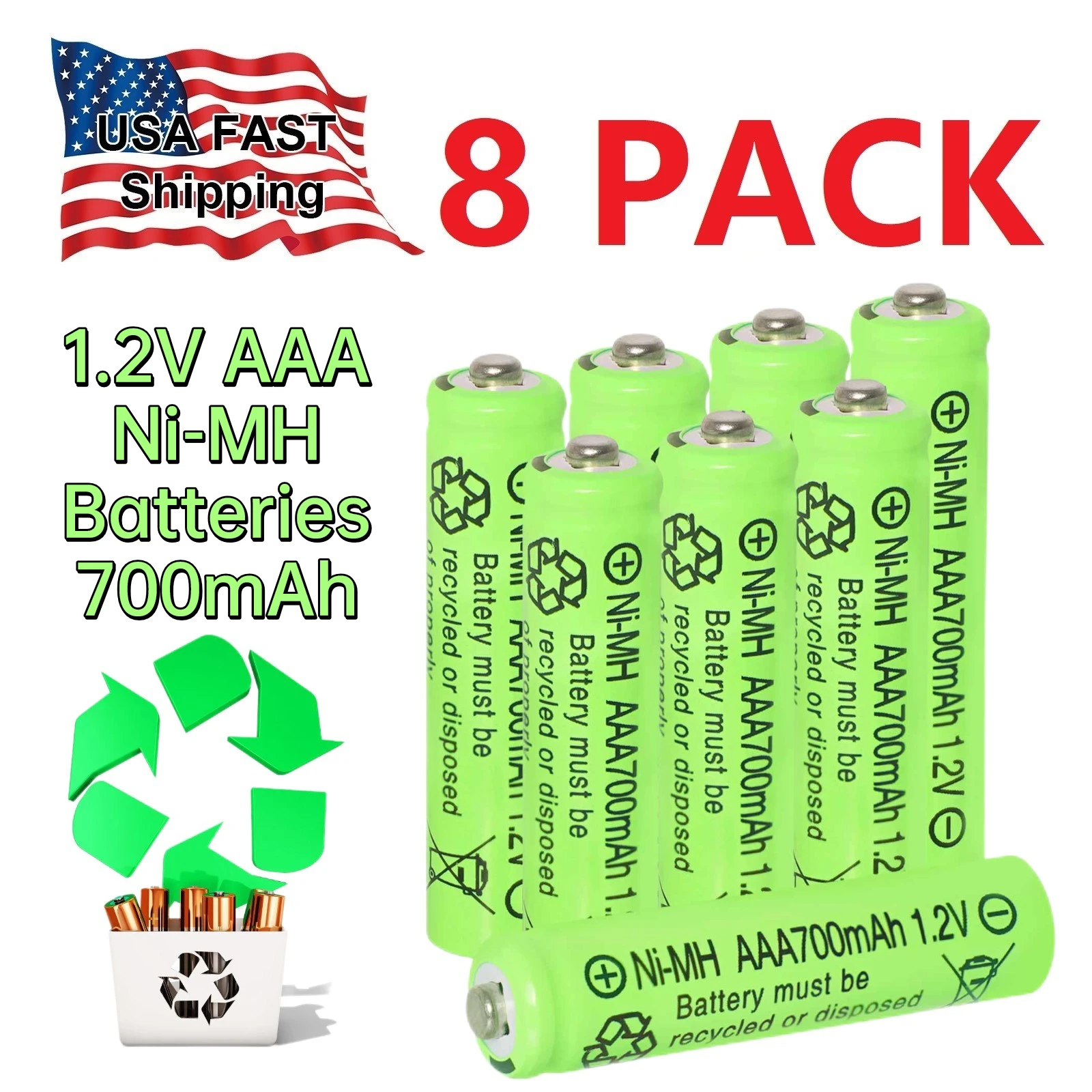 8PCS 5600Mah 1.2V A… - image