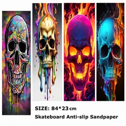 Multicolore acquerello fusione teschio modello Scooter elettrico adesivo antiscivolo carta vetrata Skateboard Grip Tape Sheet 84*23cm