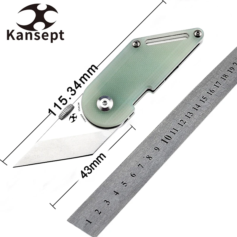 

Kansept Pocket Knife T3045 Dash 1.69'' 154CM Blade+G10 Handle Dirk Pinkerton Designed with Thumb Disc Mini Knives for Daily Use