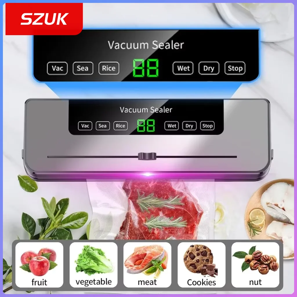 Electric Vacuum Sealer Built-in Cutter Kitchen Food Storage Seal Touch Button Dry Wet Food Package Sealer Kitchen Vacuum Sealer