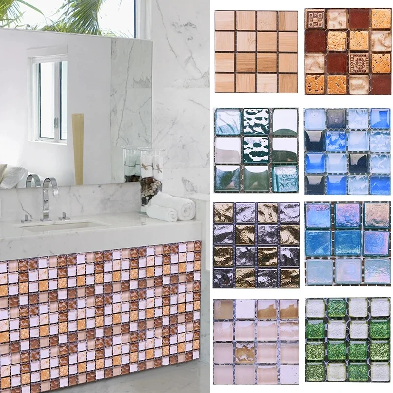 10 sztuk 10*10CM mozaika wodoodporna ściana naklejki symulacja płytki samoprzylepne naklejki ścienne DIY Home łazienka dekoracje kuchenne — zdjęcie 2