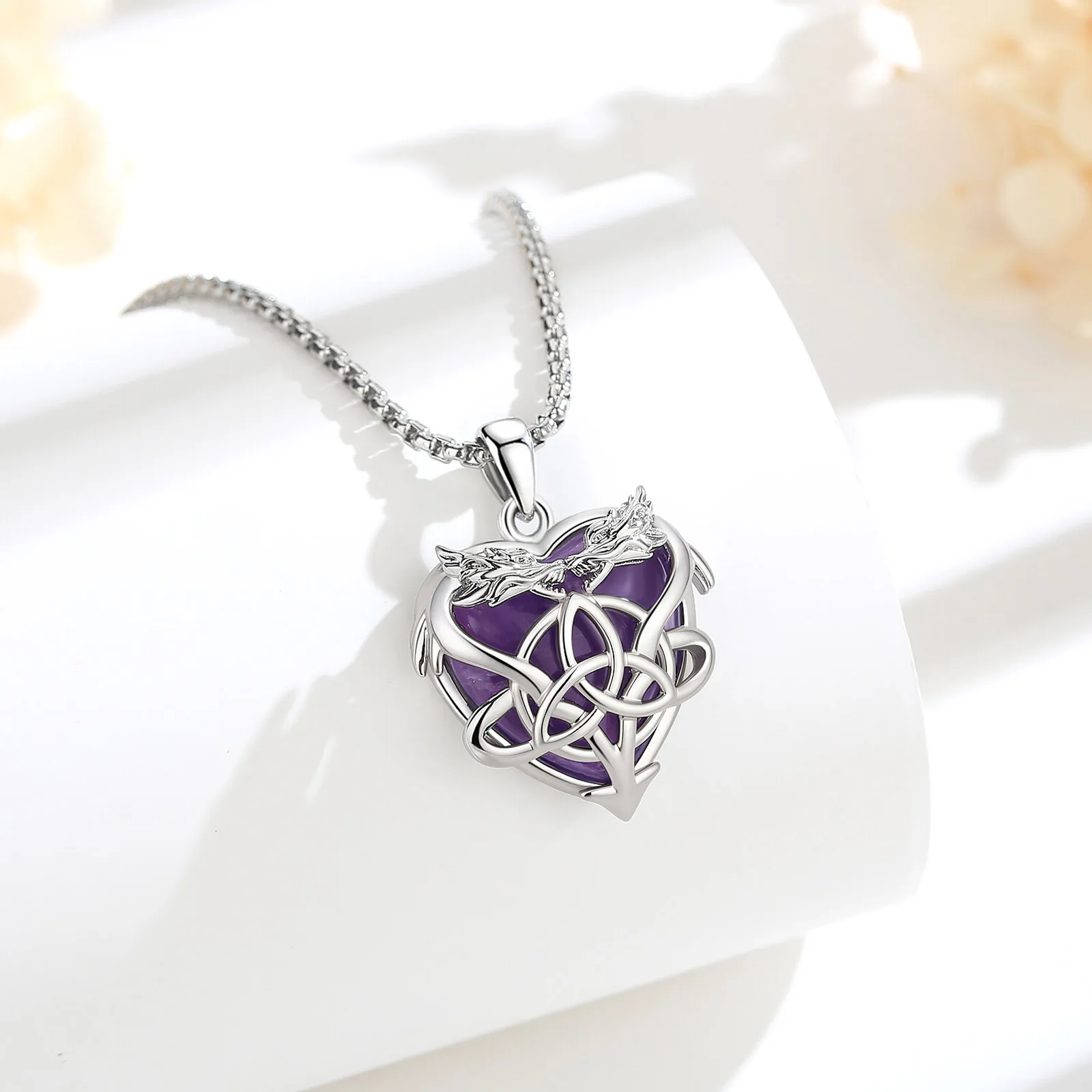 Eudora Amethyst Dragon Witch Knot Necklace Celtic Knot Amulet Pendant Wicca Pagan Spiritual Jewelry Gift for Women Men 3