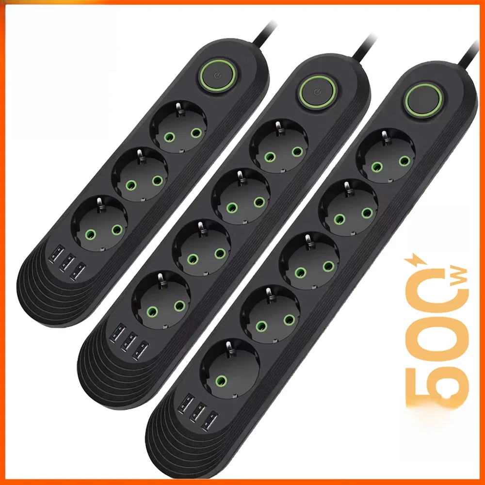 Cabo de extensão Smart Home Multiprise Power Strip, Ficha UE, Tomada AC, Filtro de rede com portas